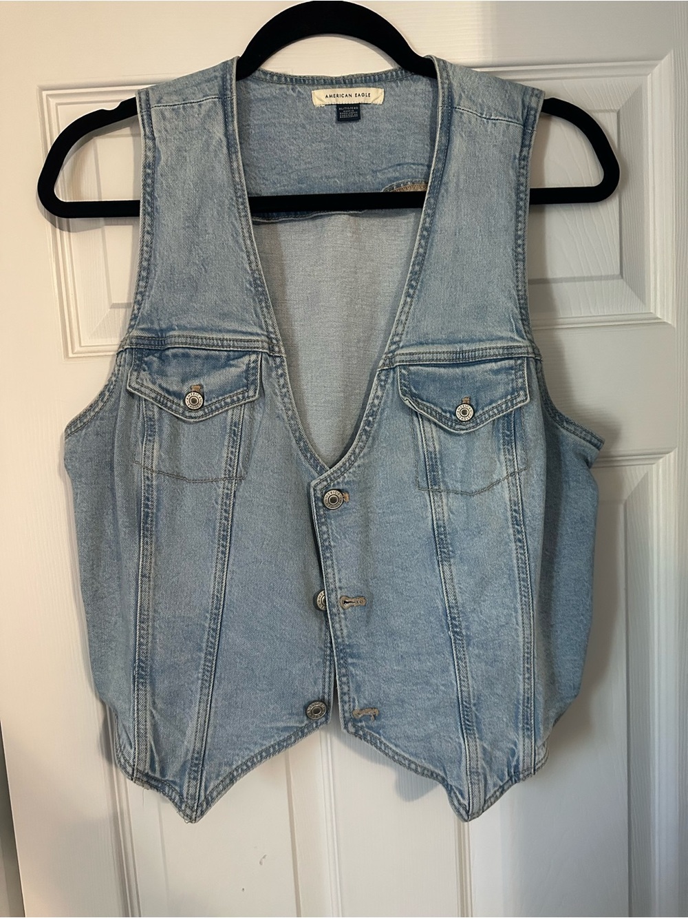 American Eagle Outfitters Light Blue Denim Vest